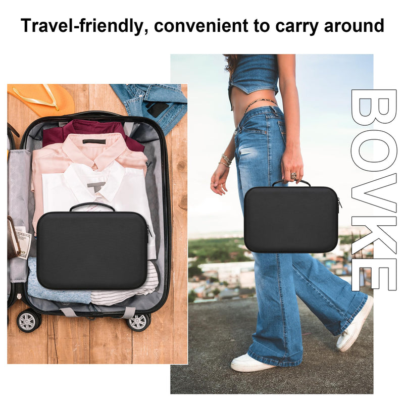 [Australia - AusPower] - BOVKE Hard Case for Smart Nebulizer for Breathing Problems, Desktop Inhaler Nebulizer for Home Use, Storage Bag for Digital Asthma Nebulizer Machine for Adults and Kids, Space for Masks, Cables, Black 