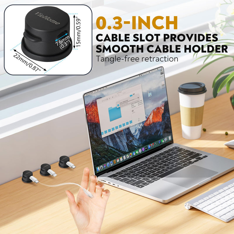 [Australia - AusPower] - 8 Pack Magnetic Cable Management Clips - Ideal Cord Holder for Nightstand, Desk, Charger Holder - Phone Cord Holder w/360 Rotation 