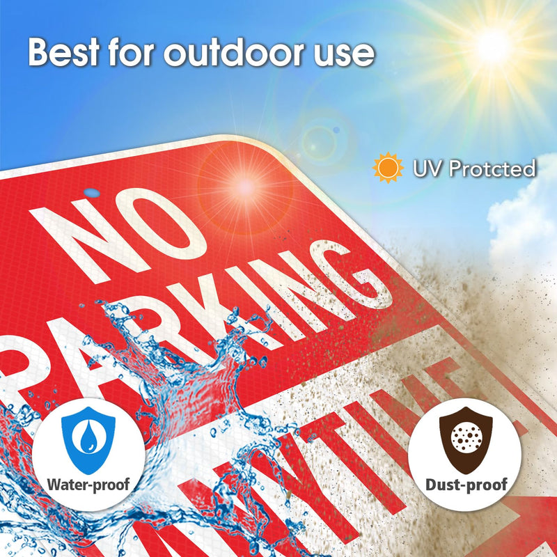 GicnKeuz Large No Parking Anytime Signs With Arrow,18×12 Inches No Parking Sign .040 Reflective Aluminum ,Waterproof and Fade Resistant,2 pre-drilled holes,Easy to Install,Indoors and Outdoors Use (2-pack) 2 packs of 18"×12" No Parking Anytime signs