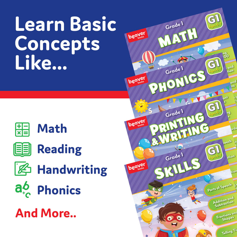 [Australia - AusPower] - Head Start Workbooks for Kids Ages 6-7, Fun 1st Grade Workbooks for Learning Reading and Math Basics, Before School Workbooks with Math, Printing, Writing, Phonics, and Skills Grade 1 
