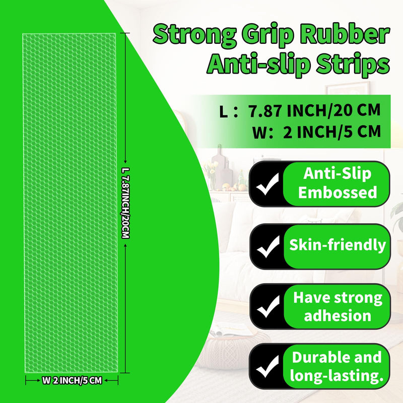 Maylanny Rubber Grip Tape Strips, 7.9 x 2 Ultra-Thin Strong Adhesive Non-Slip Strips for Indoor & Outdoor Use - Customizable, Versatile, and Comfortable Anti-Slip Solution (Clear, 8 PCS) 7.9" x 2" Clear
