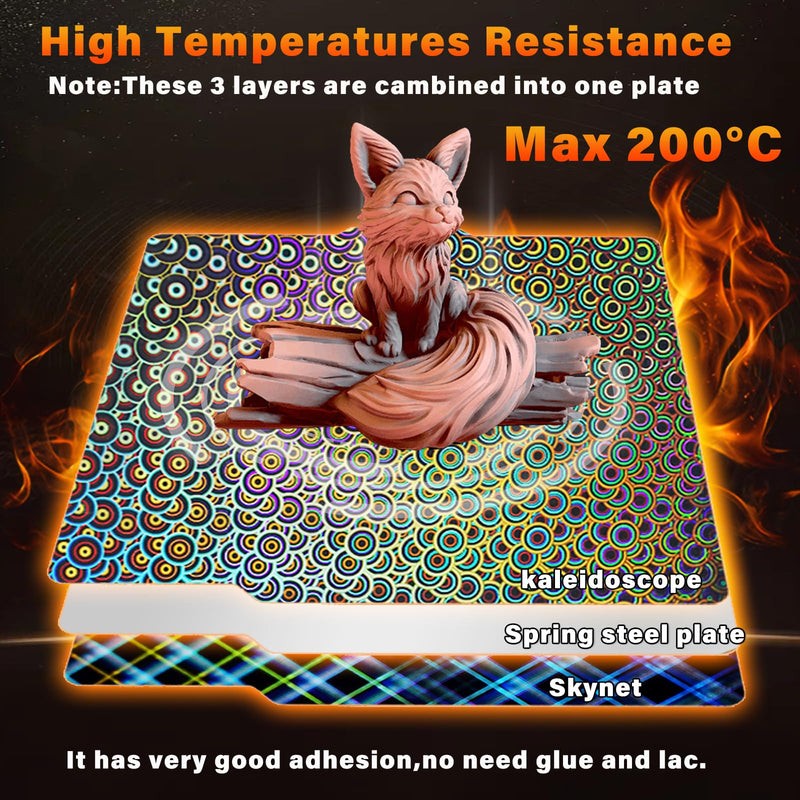[Australia - AusPower] - New Upgraded H1H Build Plate for Bambu Lab A1/X1C/X1/X1E/P1P/P1S 3D Printer, Smooth Kaleidoscope+Smooth Skynet Spring Steel Plate Flexible Plate 257x257mm for Bambu 3D Printers H5H(Kaleidoscope+Skynet) Lab X1/X1C/X1E/P1P/P1S/A1 