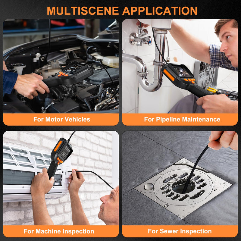 Endoscope Camera with Light, 5.5mm Waterproof Borescope with 4.3" HD Screen, 16.5ft Semi-Rigid Cable for Automotive, Plumbing, Pipe Inspection 4.3IN-16.5FT
