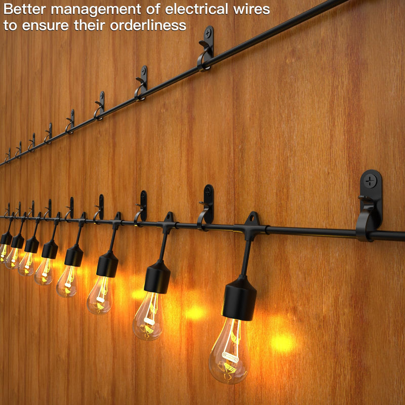 [Australia - AusPower] - String Lights Hanger Hooks, Stainless Steel Lights Clips, Outdoor Screw Hooks for Christmas Party Easy Release Wire and Fairy Led Lights, 20 Packs - Black 