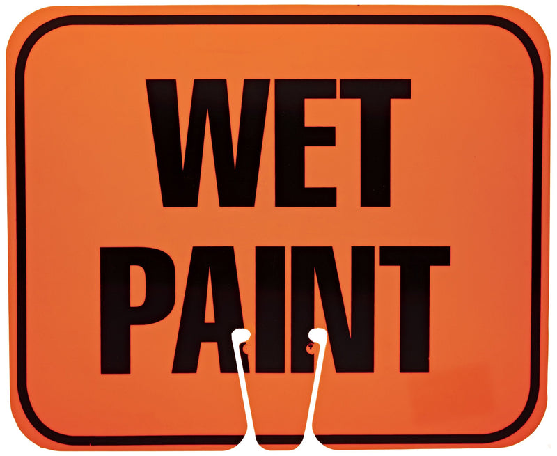 Cortina ABS Plastic Traffic Cone Sign, "WET PAINT" 03-550-WP, 12.75" Width x 10.375" Height, Black On Orange Wet Paint