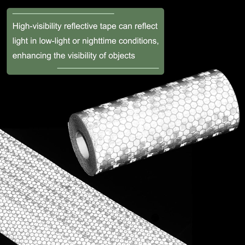 Reflective Tape PVC Strong Adhesive Safety Warning Reflector Tape, 10 Feet x 4 Inch Outdoor Waterproof Conspicuity Fit for Trailers Trucks Vehicles Bikes (White) White