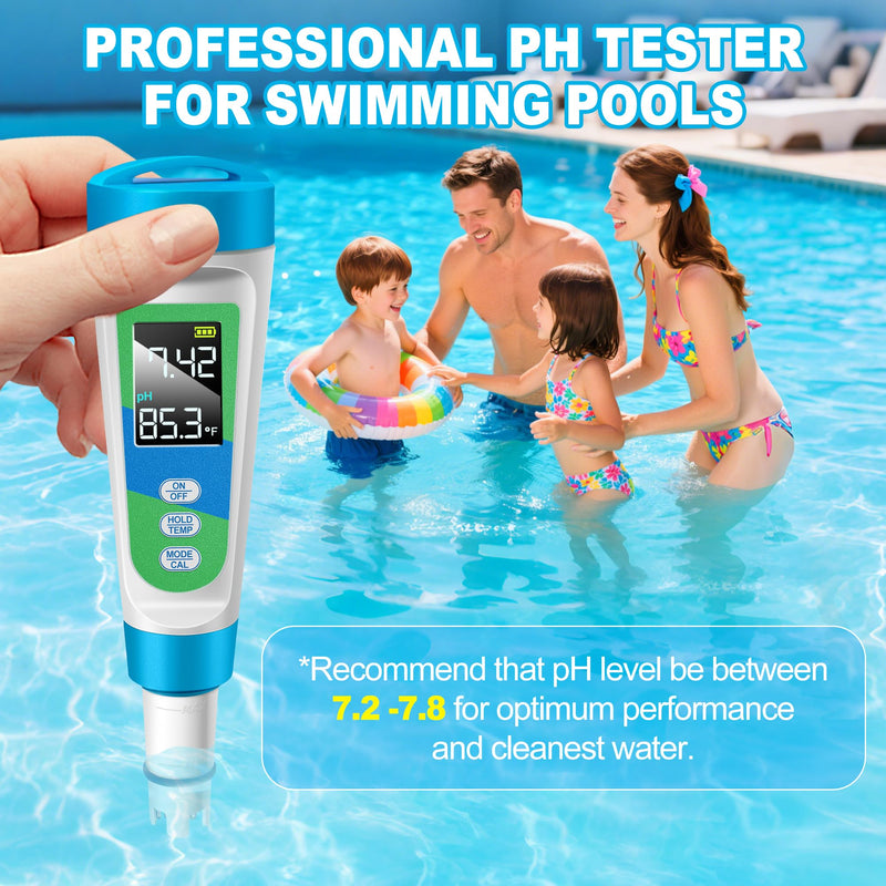 [Australia - AusPower] - KingSom Pool Salt Tester,Digital Salt Water Pool Tester & PH Tester for Aquarium,High Accuracy Digital Salinity Tester,5 in 1 Salinity PH Temp EC TDS Meter,Pool Water Tester for Swimming Pool Hot Tub 
