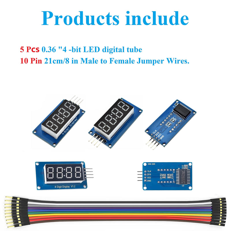 [Australia - AusPower] - 4 Digit 7 Segment Digital Tube LED Display Board for Arduino (5 Pcs) 5 Pcs 