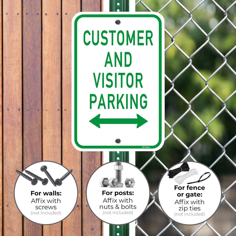 Customer and Visitor Parking Sign (2 Pack) 18" x 12" Rust Free 0.40 Aluminum Warning Sign UV Coating Weather Resistant for Parking Lots/Private Driveways/Businesses