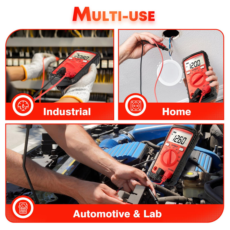 [Australia - AusPower] - DIYSELF Multimeter, 4000 Counts Auto-Ranging Multimeter Tester, Non-Contact Volt Meter, Digital Multimeter for DC/AC Voltage, Capacitance, Resistance, Continuity, Voltage Meter, Capacitor Tester 