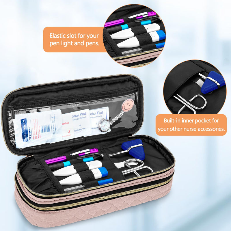 [Australia - AusPower] - Damero Double Layer Stethoscope Case Compatible with 3M Littmann/ADC/Omron Stethoscope, Stethoscope Carrying Case Travel Bag for Nurse Accessories, Misty Rose 