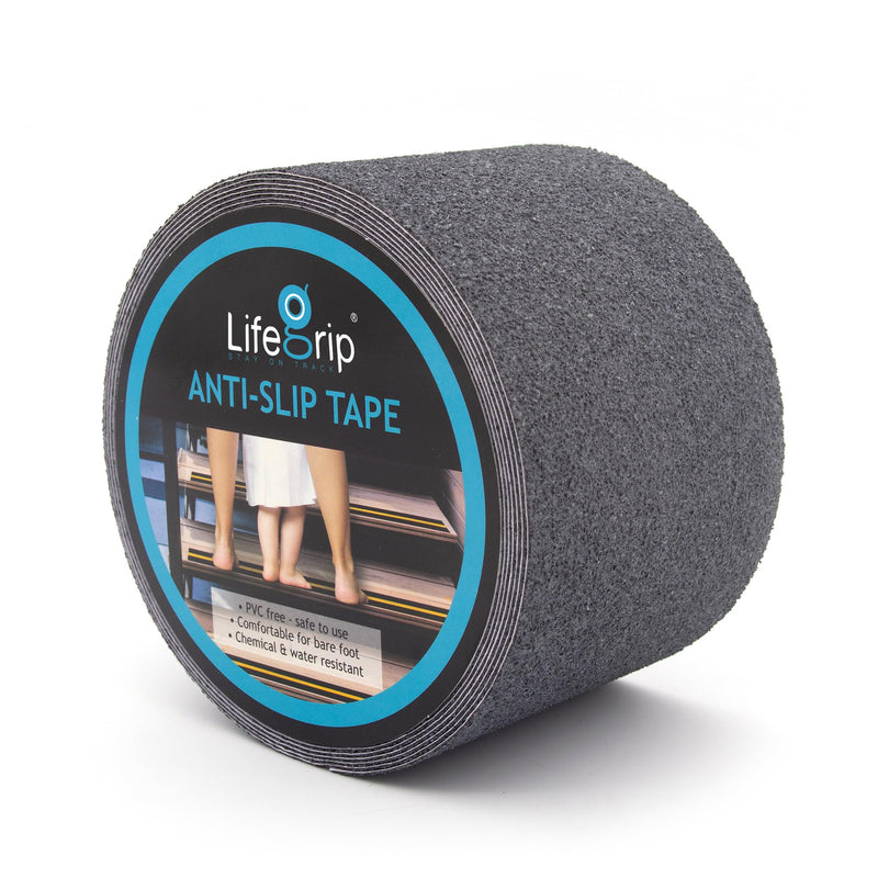 LifeGrip Anti Slip Safety Tape, Non Slip Stair Tread, Textured Rubber Surface, Comfortable for Barefoot, 4 inch X 30 Foot, Grey 4" X 30'