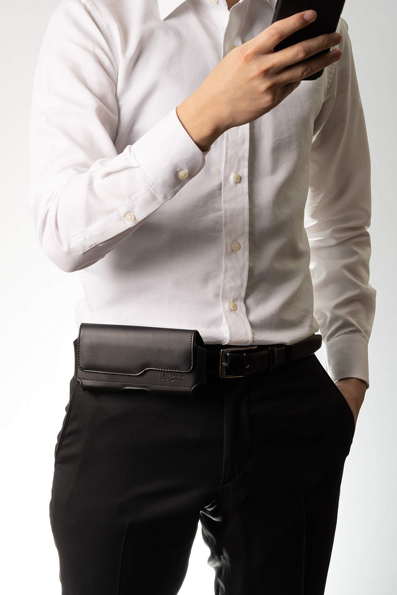 [Australia - AusPower] - DeBin Case for Galaxy S23+ Plus, S22+, S21+, S20+, S10+, S8+, S9+, S20 FE A20 A30 A50 A51 Cell Phone Belt Holder with Clip Holster Pouch Cover (Fits Samsung Phone with Otterbox Case) Medium Black 