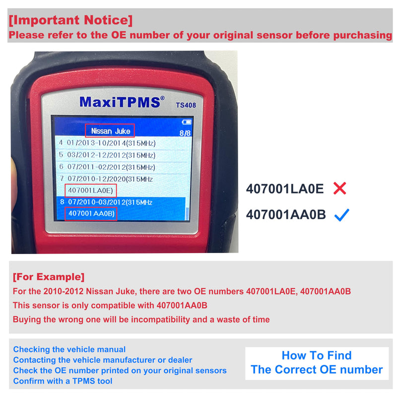 [Australia - AusPower] - TPMS Tire Pressure Sensors 315MHz Compatible with Nissan 2006-2012 Altima 2008-2015 Armada & Infiniti FX Series G Series Replaces# 40700JA00C 40700JA01B (4 PCS) 