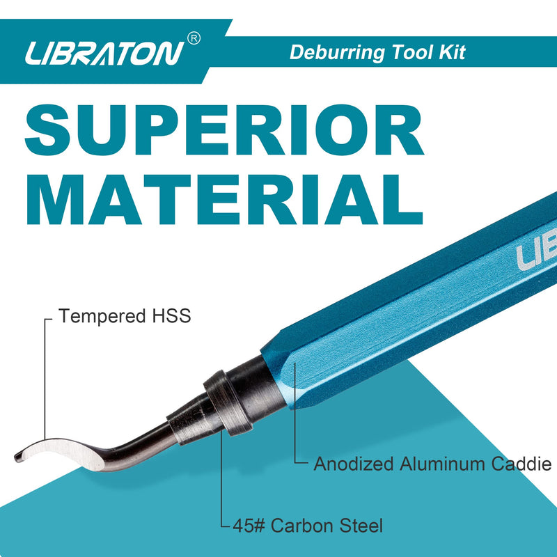 LIBRATON Deburrer with 11 Blades, Hand Deburrer, Plastic | Universal deburring tool for plastic (also 3D printing), metal, stainless steel, aluminum, steel 11 blades (3 variants) A
