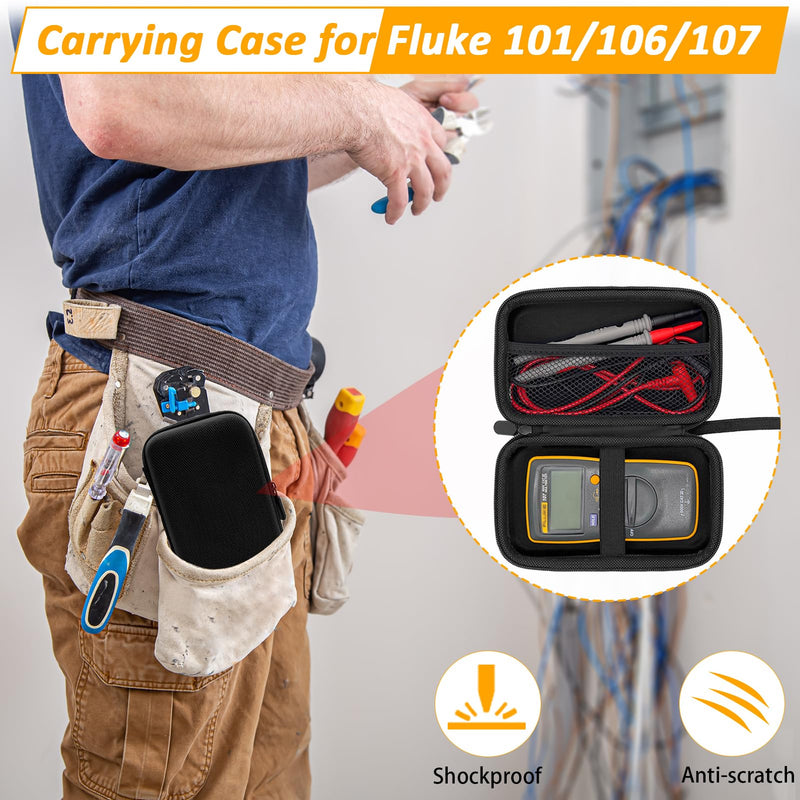 [Australia - AusPower] - Case for Fluke 101/106/107 Handheld Digital Multimeter, EVA Drop-Resistant Meter Case(Case Only), Black 