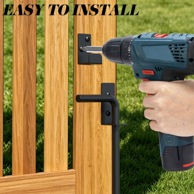 Heavy Duty Cane Bolt Gate Drop Rod, 24" Black Gate Latches Hardware for Wood Fence/Metal/Vinyl/Double Gates, Outdoor Gate Ground Latch Drop Rod with Mounting Screws, 1 Pack 24 Inch