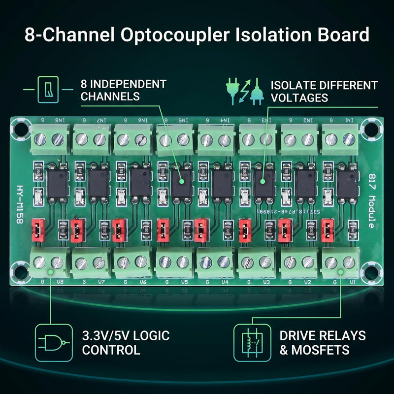 8 Channel Optocoupler Isolation Module PLC Signal Converter Board Opto Isolator Module 3.6-30V