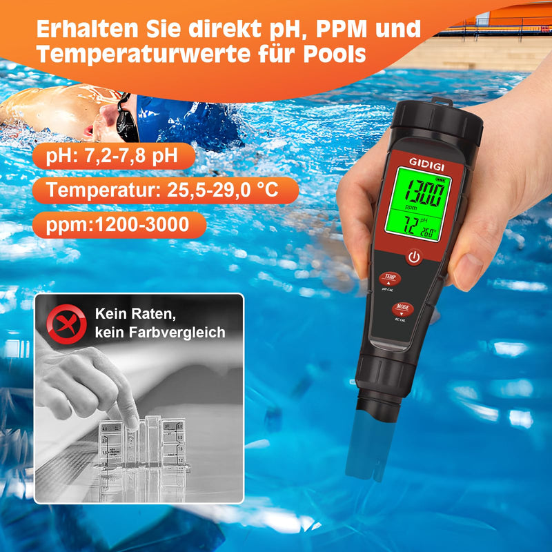 pH Meter for Hydroponic Water, Digital pH Tester for Water, TDS Tester EC PPM Test for Plant Nutrients, 4-in-1 Meter for Conductivity, pH Pen for Drinking Water, DWC, Indoor Plants | PPM Plant Nutrient Tester Conductivity Meter 4 in 1 pH Pen for Drinki...