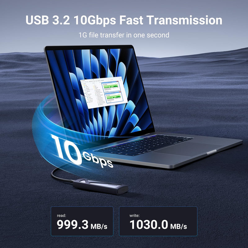 [Australia - AusPower] - UGREEN SSD Enclosure, Tool-Free USB C External, 10Gbps M.2 NVMe to USB Adapter/Reader Supports M and B&M Keys and Size 2230/2242 /2260/2280 SSDs 