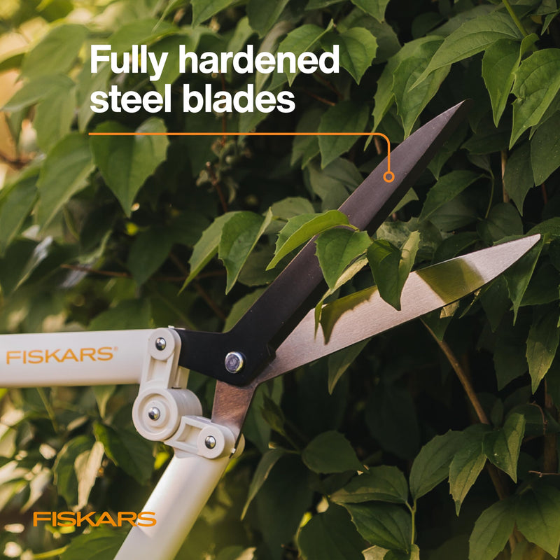 Fiskars Hedge Shears with PowerLever, Lightweight Garden Trimmers, White