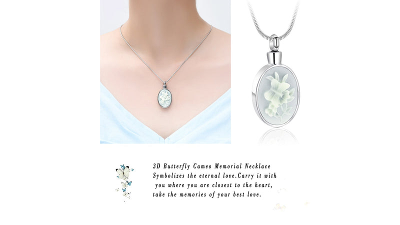 zeqingjw Cremation Jewelry Urn Necklace for Ashes Pendants Butterfly with Flower Memorial Funeral Keepsake Jewelry for Ashes (Rose Gold)
