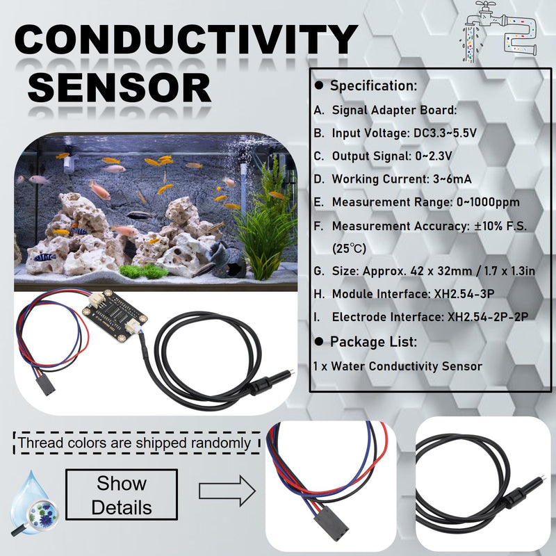 [Australia - AusPower] - TDS Water Conductivity Sensor, Water Quality Monitoring Sensor Module,Plug and Play TDS Meter Probe Water Quality Monitoring for Liquid Quality Monitoring Detection Tester Module Parts 