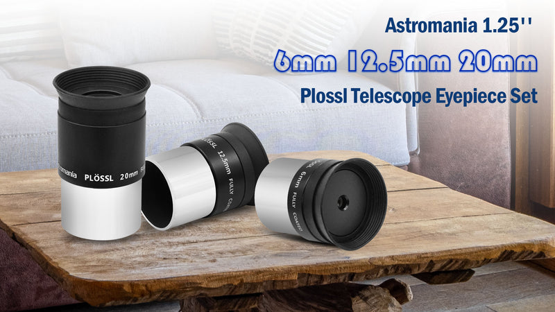 Astromania Telescope Eyepiece Set, 3 Pics Plossl Eyepiece 1.25" 6 12.5 20mm 6/12.5/20mm