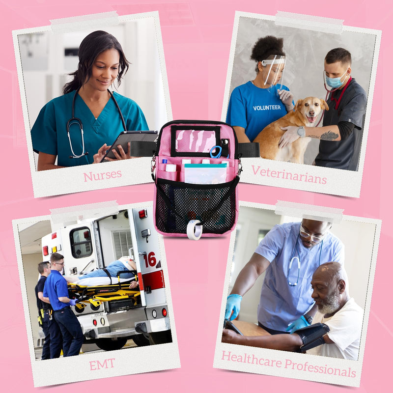 [Australia - AusPower] - ProCase Nurse Fanny Pack, Lightweight Utility Organizer Pouch for Medical Supplies, Stethoscope, Scissors for RN EMT Vet -Pink, Small Pink 
