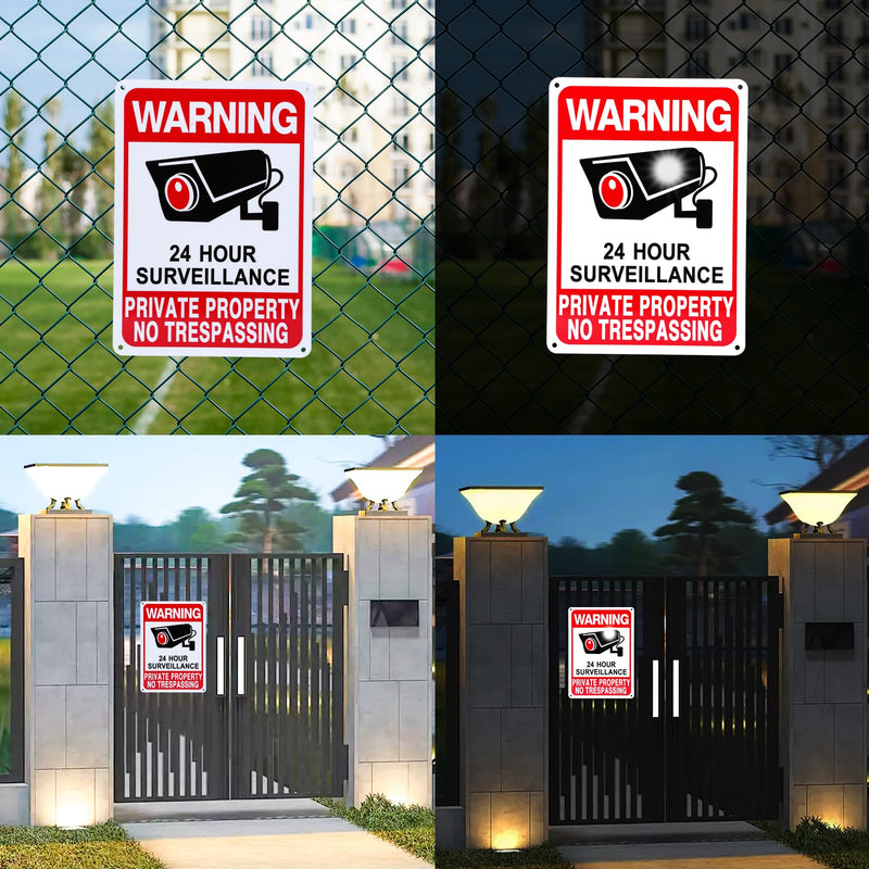 2-Pack No Trespassing Signs Private Property, Video Surveillance Signs Outdoor – Upgraded Version with Enlarged Camera Pattern, 10 x 7 in UV Printed Fade-Resistant Rust-Free Aluminum – Ideal for Home, Business, Driveway, CCTV