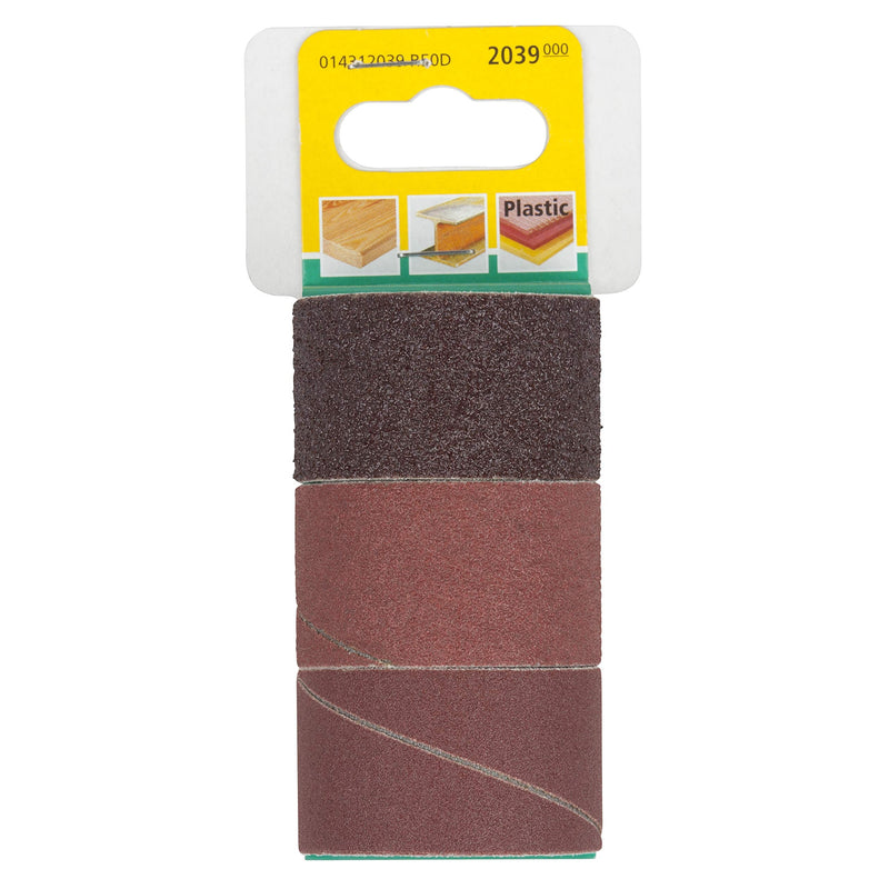 [Australia - AusPower] - wolfcraft Sanding Belt Set 3 Pieces for Sanding Cylinder I 2039000 I for Wood, Metal, Plastic I Accessories for Sanding Cylinder Diameter 45 x 30 mm 