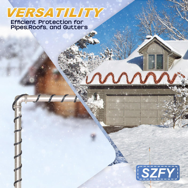 3FT~200FT Heat Tape for Water Pipes, -40°F Deicing Cable,Pipe Heat Cables for Roof,Gutter，Farm，Freeze Protetion Heating Wires, Heated Water Hose,Plumbing Fixtures,120V 5W/FT (24FT) 24FT