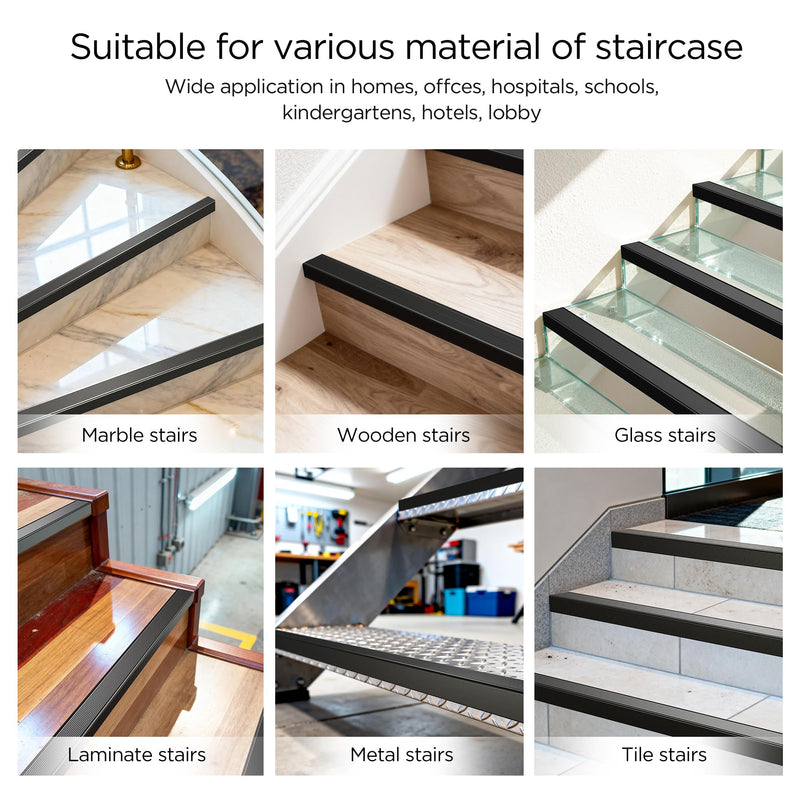 Raytano 2Pack 36" L Heavy-Duty Metal Stair Nosing, 0.8" x 1.6"W Self-Adhesive Non-Slip Aluminum Stair Edge Protector for Indoor and Outdoor Steps L- Molding (36in x 0.8 in x 1.6 in,Black) 36in x 0.8 in x 1.6 in Black 2