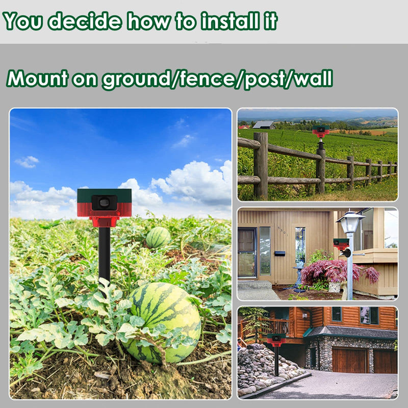 [Australia - AusPower] - HULPPRE Solar Outdoor Motion Sensor Alarm-Dog Barking&Gunshot Sound ,Support Recording,130db Loud Noise Maker,13 Kinds of Sound Strobe Light with USB,Say Goodbye to The Intruders 13 sounds outdoor alarm 