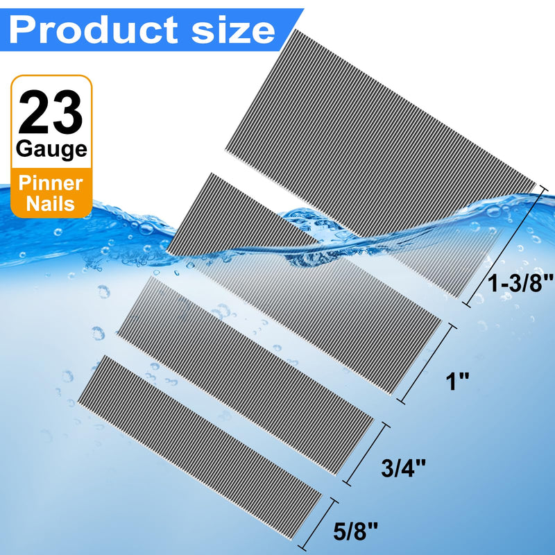 23 Gauge Stainless Steel Pinner Nails (5/8",3/4",1",1-3/8") assorted 4 sizes' Headless Pin Nails for 23 GA Pneumatic or Electric Pin nailer or pin nail gun,Project Pack (16000), SCPN3377 16000
