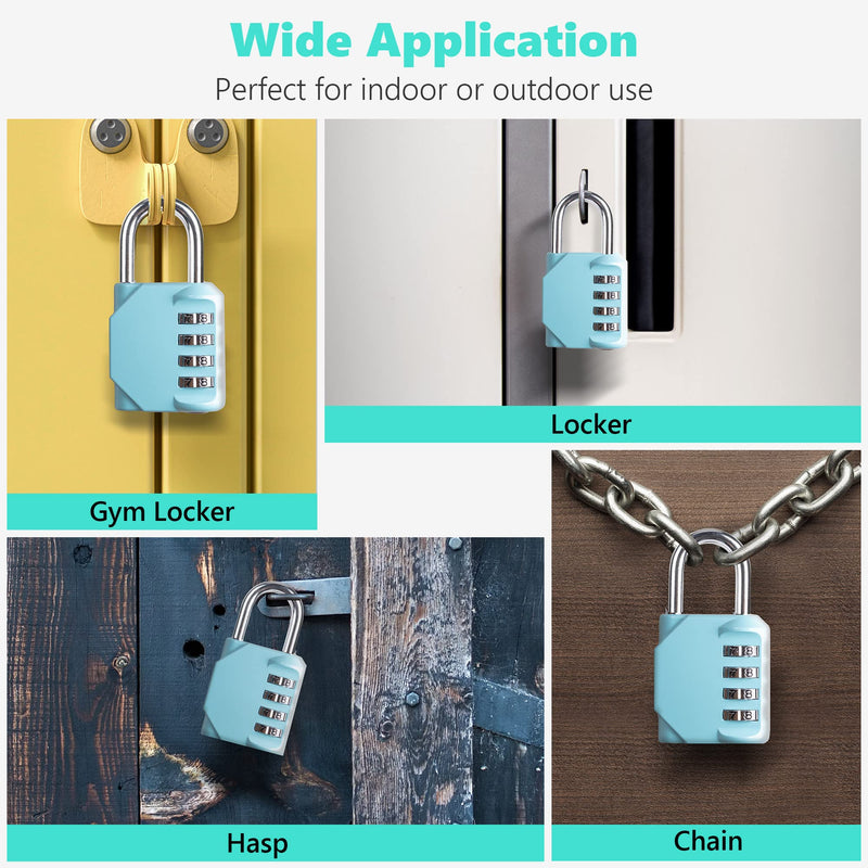 [Australia - AusPower] - CL11AS Combination Lock, 4 Digit Outdoor Combination Padlock Set Your own Combination for Gym Locker Lock, School, Gates, Doors, Toolbox, Hasps and Storage (Aqua Sky *1) Aqua Sky *1 