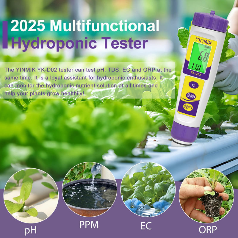 [Australia - AusPower] - Hydrogen Water Tester, ORP Meter, TDS pH Meter for Drinking Water, YINMIK 6 in 1 pH TDS H2 EC ORP Temp Water Quality Meter, Digital pH PPM EC Monitor 