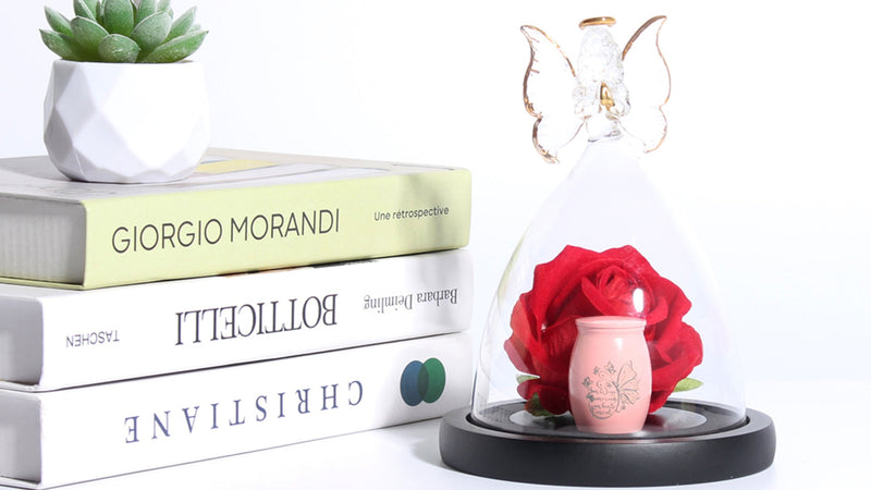 Butterfly Mini Urn,Small urns for Human Ashes Keepsake,Glass Angel Figurine with Roses Ashes Holder Small Ash Urn Little urn Mother for Women Beautiful Mini Sharing Funeral Urns