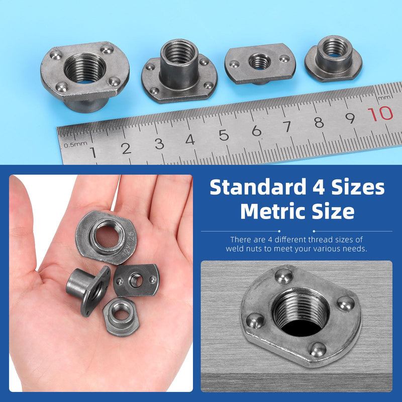 [Australia - AusPower] - Glarks 15Pcs Weld Nuts, M6 Tab Base UNC Carbon Steel Machine Screw T-Nuts 2 Projection for Furniture Vehicles Caster Industry Machine 