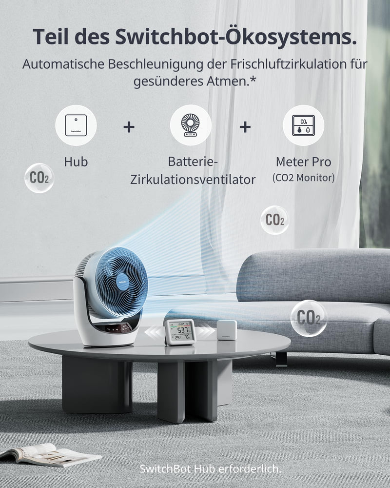 [Australia - AusPower] - SwitchBot CO2 Detector, CO2 Meter with Thermometer Hygrometer Indoor, Air Quality Meter with CO2 Alarm, Bluetooth CO2 Sensor with App, 2 Year Data Storage, Hub Required 