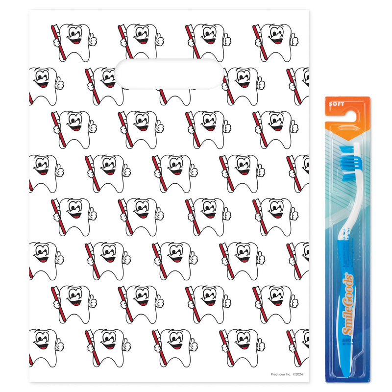 [Australia - AusPower] - Tootie Tooth Scatter Print Dental Giveaway Bags, 9" x 12", 100 Pack 