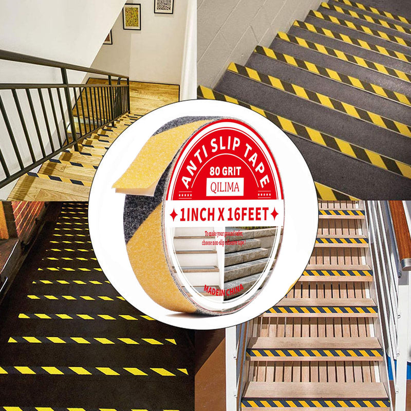 [Australia - AusPower] - QILIMA Anti Slip Grip Tape, 1 Inch x 16.5 Feet, Yellow, Waterproof, Non Skid Tape for Stairs, Skateboards, Concrete, Metal, Plastic, Tile, Laminate, Carpet 