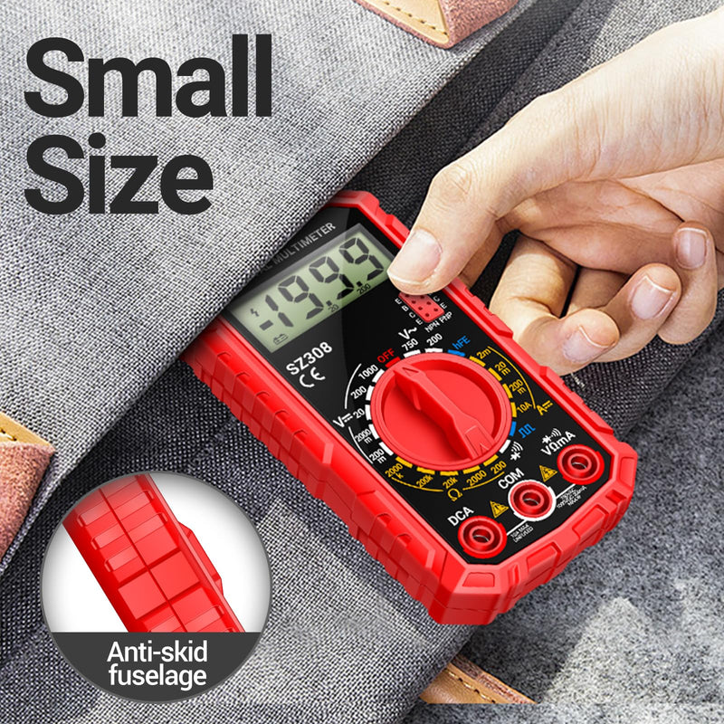 [Australia - AusPower] - ANENG Multimeter,SZ308 DC AC Volt Meter,Ohm Digital Multimeter Tester,Measures Voltage,Current,Resistance,Continuity,Diodes, Electrical Tester for Househould Tools,Automotive Battery Test(Red) SZ308 Red (With 16-piece test set) 