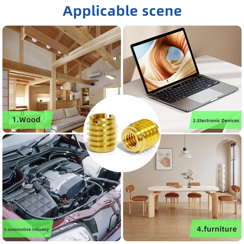 [Australia - AusPower] - 1/4"-20 Threaded Insert for Hard-Wood, Brass Knife Thread Inserts, 1/4"-20 Internal Threads, 0.5" Length, Pack of 25 