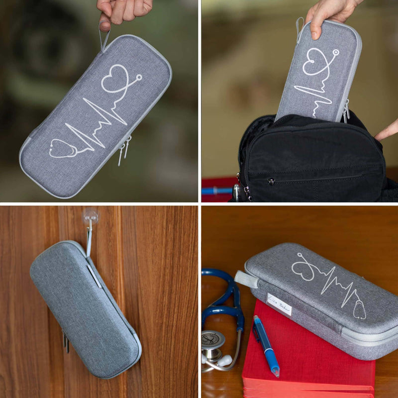 [Australia - AusPower] - ButterFox Premium Stethoscope Case with Divider and ID Slot for 3M Littmann Classic III, Cardiology IV Diagnostic and More Stethoscopes with Pocket for Nurse Accessories (Gray Heart) Gray Heart 