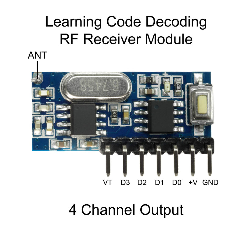 [Australia - AusPower] - QIACHIP Wireless RX480E 433MHz RF Module Receiver and Transmitter, Built-in Learning Code 1527 Decoding, 4 Channel Output for Arduino RX480E + TX118S + ANT-240*2 