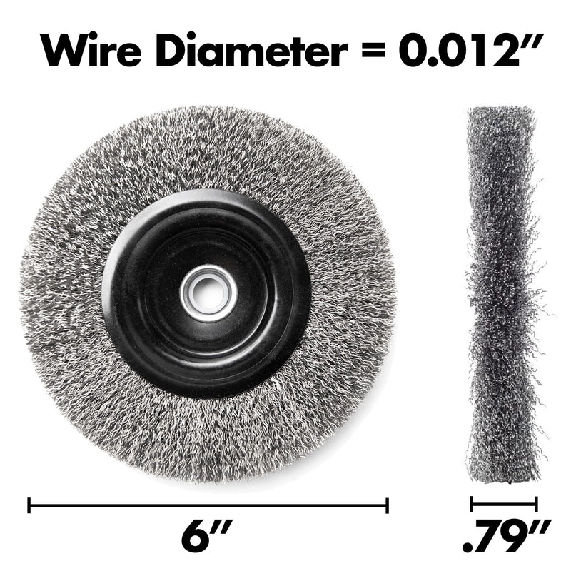 [Australia - AusPower] - 6 Inch Stainless Steel Wire Wheel for Bench Grinder with 1/2-Inch and 5/8-Inch Arbor, .012" Stainless Steel Wire 