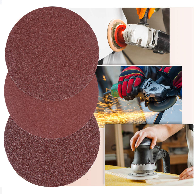 150 mm Eccentric Sandpaper 60/100/150/320/600 Grit, 150 mm Sanding Discs 6 Inch Sanding Sheets for Wood Materials, Chipboard, Metal, Wood (Pack of 50) Ø 150mm