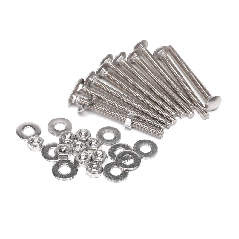 [Australia - AusPower] - (10 Sets) 1/4-20 x 3" Carriage Bolts and Nuts Kit, Round Head Square Neck Screws, Stainless Steel 18-8 (304) 1/4-20 x 3(10 SETS) 