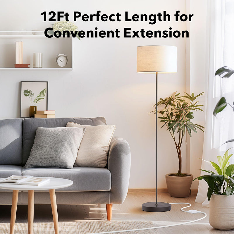 [Australia - AusPower] - BN-LINK 12ft Outdoor Extension Cord, 3-Prong, 16 Gauge General Purpose Power Cord, Grounded Plug, White, for Landscaping & Holiday Decorations, Home & Office, 13A ETL 